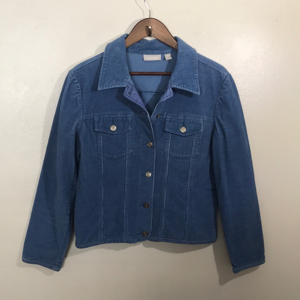 Nordstrom Women's‎ Medium Blue Corduroy Jacket Contemporary Preppy